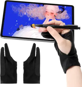 F6rgmsucz 603813 2 Pack Digital Drawing Gloves Tablet Artist Glove Soft Two Fingers Art