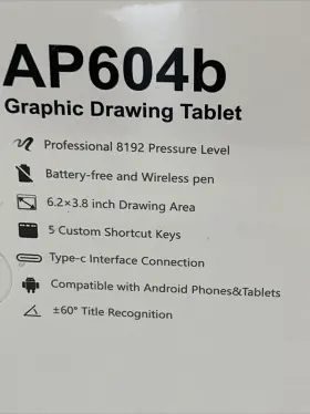 Ap604b Acepen New Graphic Drawing Tablet 6 Inch X 4 Area Wireless Pen #3