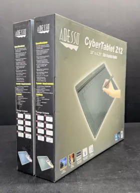 Cybertabletz12 Adesso 783750003230 Lot Of 2 New Cybertablet Z12 Black Slim Graphics Tablet 10 Inch X 6.25