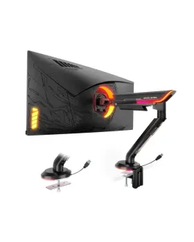 Us-hm-gdt1010lbk Ares Wing Single Monitor Mount With Rgb Heavy-duty Gaming Arm Fits F