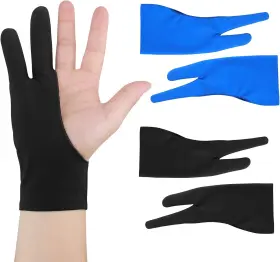 Bioamy 705353532030 Artist Drawing Tablet Gloves Two Finger Graphic Painting Glove 4 Pack Black Blu