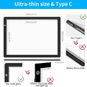 Elice-a4-21 Elice A4 Led Tracing Light Box With 4 Clips Ultra-thin Diamond Art Black #2