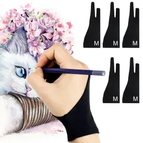 Ct0659 Falling In Art 5 Pack Drawing Gloves With Two Fingers Digital Artist For Left And Ri