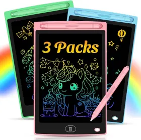 Rx12508 Frelswon 3 Pack Lcd Writing Tablet For Kids - Erasable And Pink Blue Green