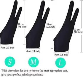 Gz-two-fingergloves-6-bw Gzingen 6 Pieces Artist Glove For Drawing Tablet S M L Two-finger Black White #3