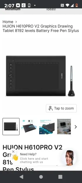 H610pro Huion V2 Graphic Drawing Android Supported Pen Tablet - Black #2