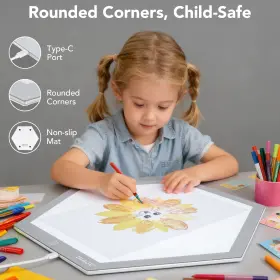 Image C402 19.6 Inch Round Rgb Led Light Box For Tracing Kids 8 Colors 3 Brightness