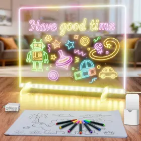 Lumiboard 607607216713 Led Drawing Board With 8 Colors 13 Inch X10 Acrylic Dry Erase Clear