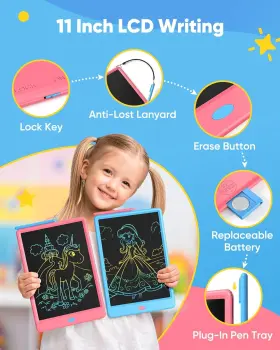 Magic Jimmy 445020512523 2 Pack 11 Inch Lcd Writing Tablet Doodle Board Colorful Electronic Drawing Pads #2