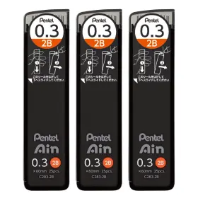 Amz-xc2832b3p Pentel Smooth Black Writing Instrument Pack Of 3 0.3mm Break Resistant Refills