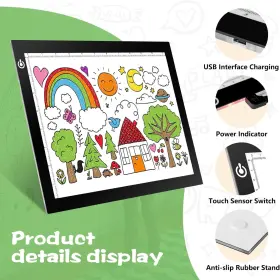 Gge06 Rtjoy A4 Led Light Tracing Box Pad Adjustable 9x12 Inch Usb Powered Black #2