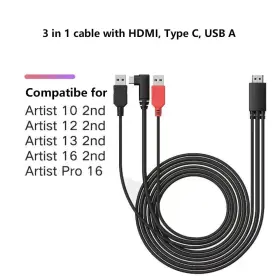 Spaseeba 735913749875 3 In 1 Cable For Graphic Pen Display Artist 10 2nd Gen 12 #2