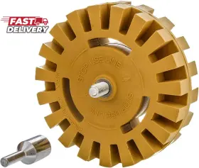 Tcp Global 711181476279 Rubber Eraser Wheel With Drill Adapter - 4 Inch Knobby Slotted Edge Pad