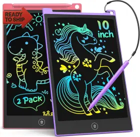 Tecjoe 445012971925 Lcd Writing Tablet 10 Inch 2 Pack Colorful Doodle Board Kids