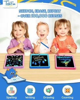 85bpp Tekfun 3 Pack Lcd Writing Tablet For Kids 8.5 Inch Blue Pink Purple #2