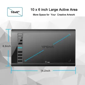 M708 Ugee 703363411864 Graphics Drawing Tablet 10 X 6 Inch Large With 8 Hot Key #2