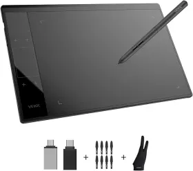 Veikk 313091474446 A30 V2 10x6 Inch Drawing Tablet With Battery-free Pen Gloves And Case Veikk 313091474446 A30 V2 10x6 Inch Drawing Tablet With Battery-free Pen Gloves And Case