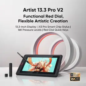 Md130fh Xp-pen 13ftft Artist 13.3 Pro V2 Graphics Drawing Tablet 16k Levels Red Dial Keys #2