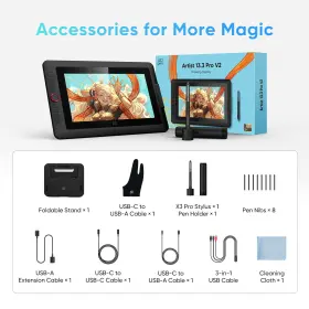 Md130fh Xp-pen 13ftft Artist 13.3 Pro V2 Graphics Drawing Tablet 16k Levels Red Dial Keys #3