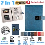 7IN1 Wired Wireless Charging Notebook Smart Fingerprint Lock Leather Notepad MP4. Fixed Price $134.41.